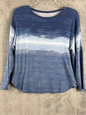Westbound Petite Long-Sleeve Ombre Blue Gradient Top